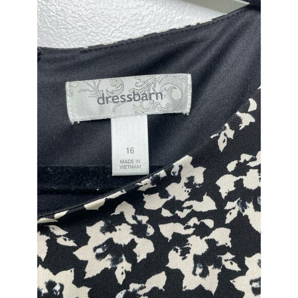 DressBarn Ditsy Floral Print Ruched Sleeveless Midi A-Line Dress Womens Plus 16 - Picture 7 of 11